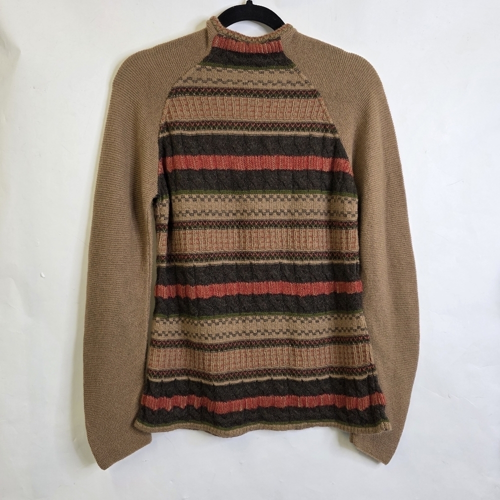SOL Alpaca USA Baby Alpaca stripe knit mock neck pullover - Picture 7 of 8